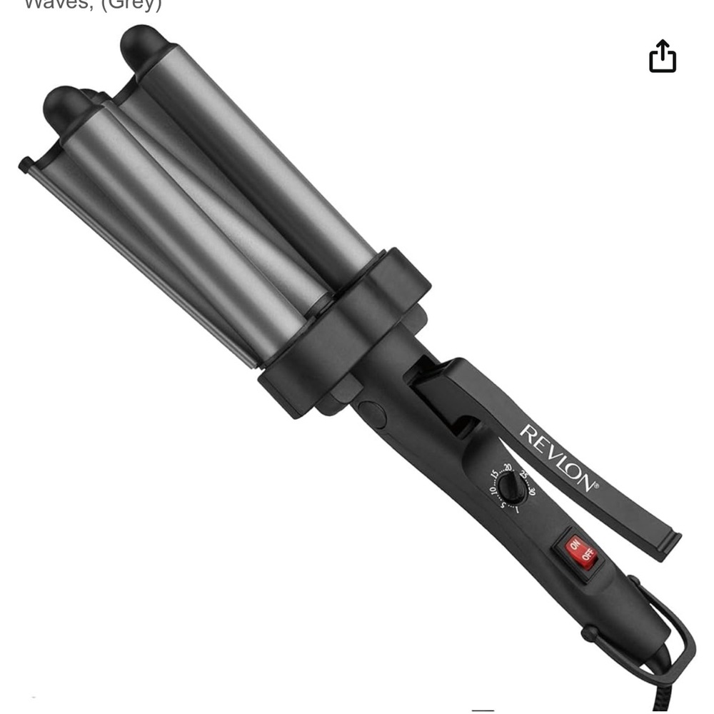 REVLON 3 Barrel Jumbo Hair Waver | Long-Lasting, Natural Looking Waves, (Grey)